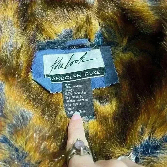 The LOOK Randolph Duke Womens Suede & Faux Fur Blue Fox Jacket Hood Size Large - Picture 3 of 16